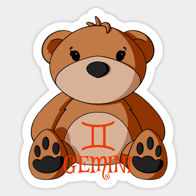 Gemini Teddy Bear Gemini Zodiac Sign Sticker TeePublic